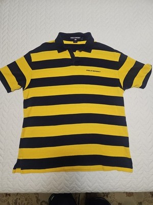 Mens Vintage Ralph Lauren Polo Sport Shirt Color Block Blue And Yellow , Medium