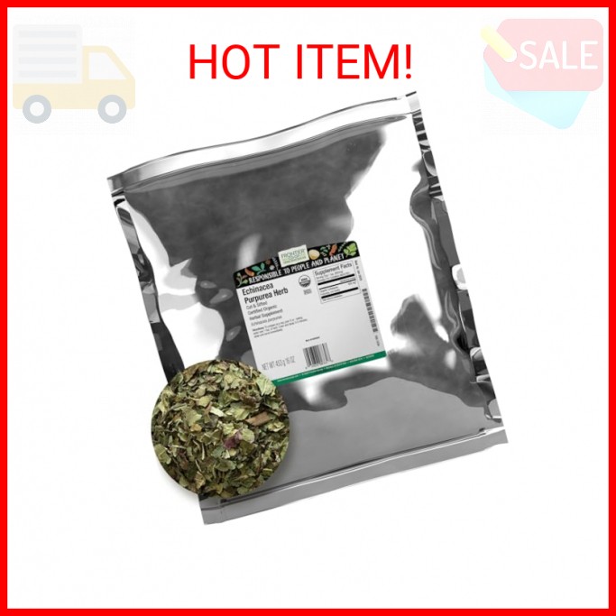 Frontier Organic Echinacea Purpurea Herb, 16 Ounce, Organic Purple Cornflower Fo