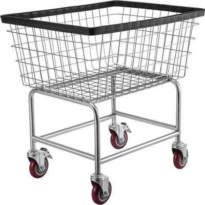 88L Chrome Wire Cart with 4in Non-Marking Wheels, Smooth Glide Design