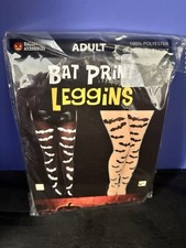 Bat Print Leggings One Size Beige/Black Halloween Adult Unisex