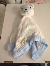 Chick Pea Teddy Bear White Blue Yellow Lovey Baby Security Blanket Muslin Rare