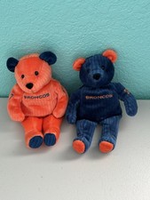 2 DENVER BRONCOS Beanie Bears ELWAY And DAVIS Embroidered Logo 9"