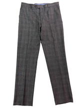 Tommy Hilfiger 36x34 Gray Plaid Dress Pants Lightweight Wool Flannel Flat Front