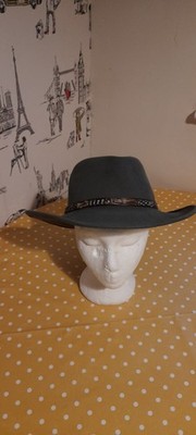 Golden Gate Hat Co, Panther Brown Wool Fedora, Feather Leather Band Men s Large 