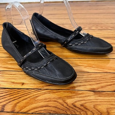Black Leather Mary Jane Flats Aerosoles Balletcore Comfort Shoes