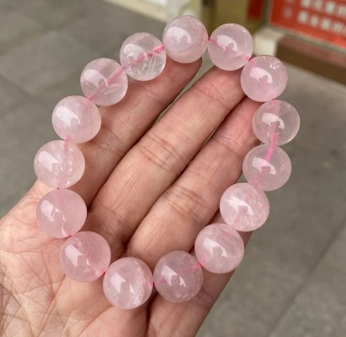 Natural Pink Rose Quartz Crystal Beads Bracelet For Women And Men Healing Crysta