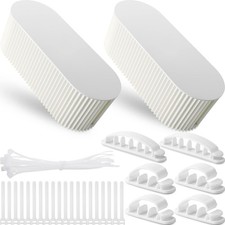 2 PCS White Cable Management Box Cord Hider Organizer 46 PCS Wire Kit Fix