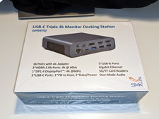 SMK Link USB-C Triple 4K Monitor Docking Station w/16 Ports Audio In/Out  Power
