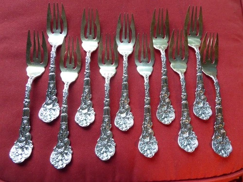 Sterling silver fish/salad fork, Versailles by Gorham, 6 5/8", set of 11