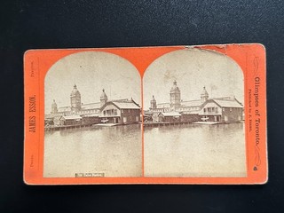 Antique UNION STATION RAILROAD DEPOT TORONTO CANADA Stereoview Photograph