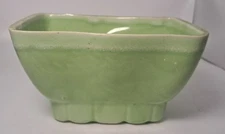 USA Pottery Light Green Planter Wavy & White Edge Beautiful!!
