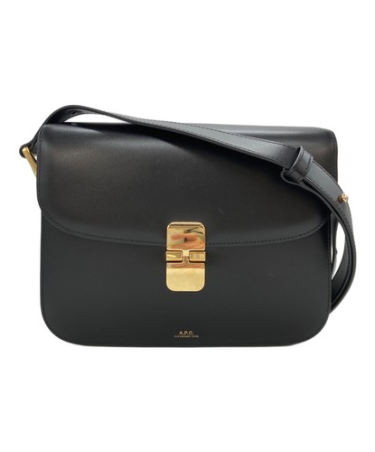 APC A.P.C. Grace Leather Shoulder Bag Black Gold Hardware Crossbody Japan