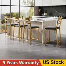 2/4 Pack Bar Stools Counter Height Upholstered Chairs Kitchen Island Dining Room