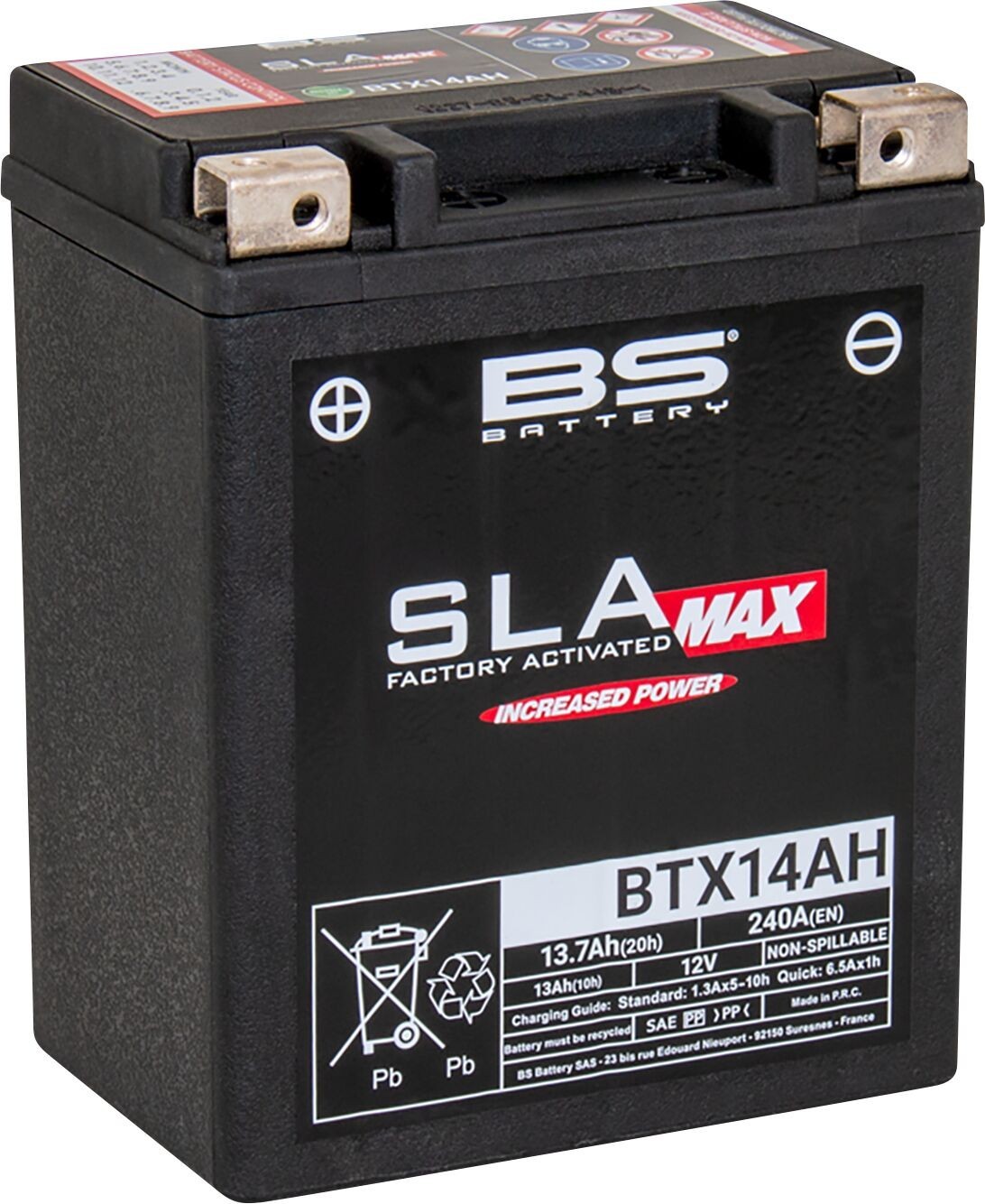 Batterie BTX14AH Max 300863 de remplacement pour moto 12Ah 12V