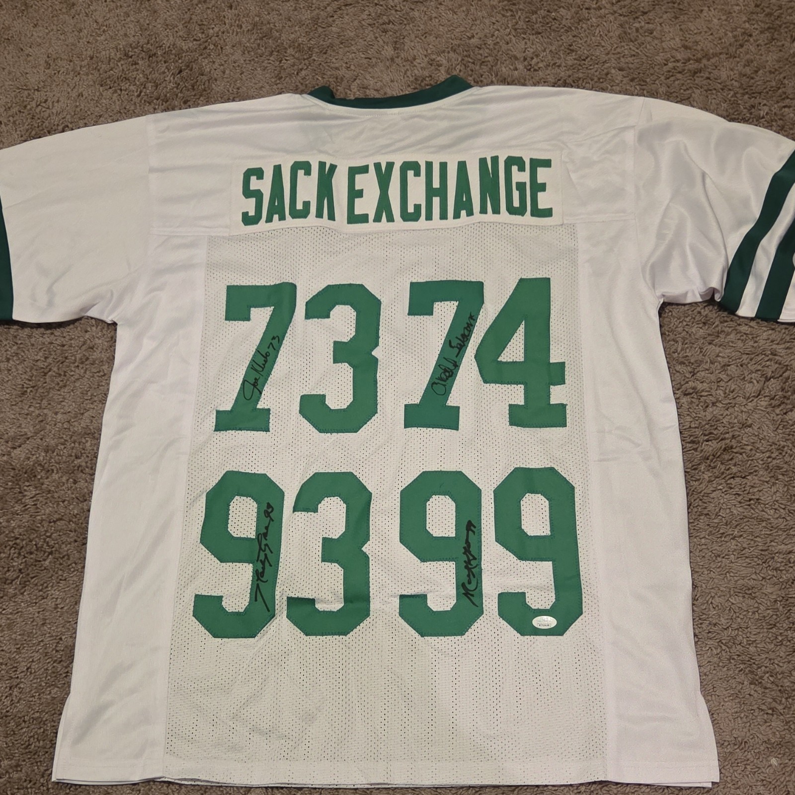 New York Jets Sack Exchange Autographed Jersey Klecko Gastineau Lyons Salaam JSA
