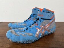Asics Aggressor 2 Dusty Blue Silver Cherry Orange Rare Wrestling Shoes Size 10