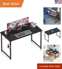 Computer Desk Small Space Modern Study Table with Headphone Hook Black