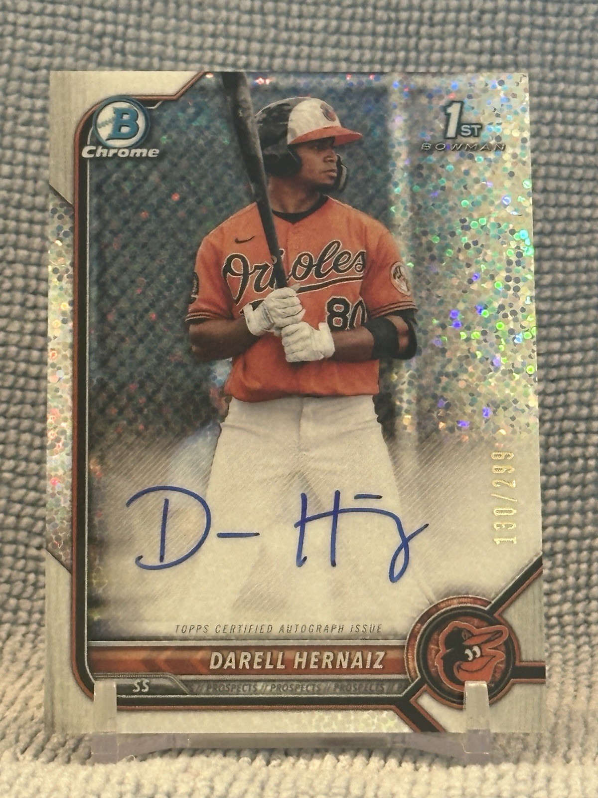 2022 Bowman Chrome Prospects Darell Hernaiz Speckle Auto #130/299 CPA-DHZ