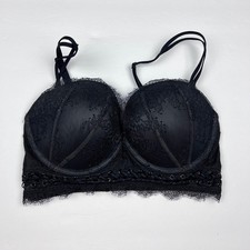 Victoria's Secret Bra Womens Push Up Bustier Corset Black Lace Whimsigoth Witchy