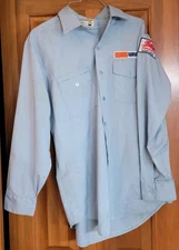 Vtg. Union 76 Gas Attendant L/S Employee Shirt 16 1/2M Made USA Firebird Gas