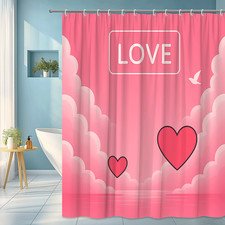 Cute Pink Love Shower Curtain for Fun Bathroom Decor