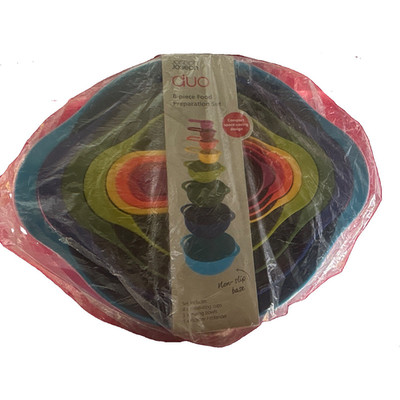 Joseph Joseph Duo 8pc Nesting Mixing Bowl Set, Plastic, Multicolor, 8 Cup