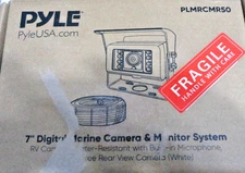 Pyle 7" Marine Rear View Camera Water Resistant IR Night Vision, White w/ Cables