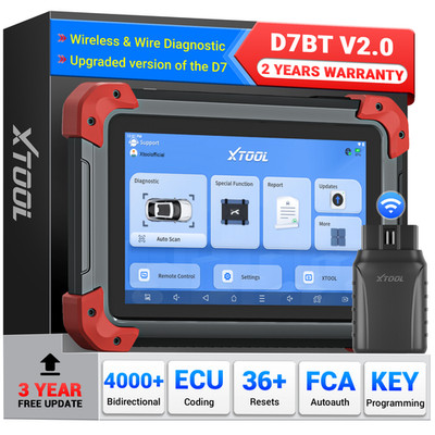 2026 XTOOL D7BT 20X Faster Wireless Bidirectional Diagnostic Scanner ECU Coding