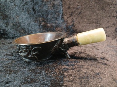 Incense Burner Brass With Stone Handle