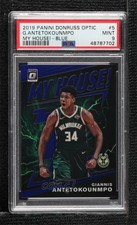 2019 Donruss Optic My House! Blue Prizm 63/85 Giannis Antetokounmpo #5 PSA 9 0d3