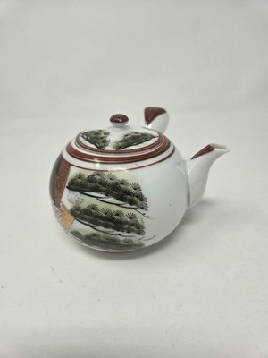 Vintage Japanese Tea Pot  Hand Painted Kutami Signed Porcelain Side Handle EUC 