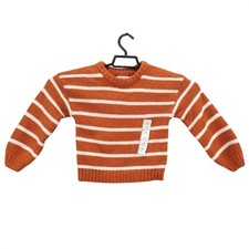 Boys Cat  Jack Brown Striped Pullover Knit Sweater Long Sleeve Size XS 4/5 
