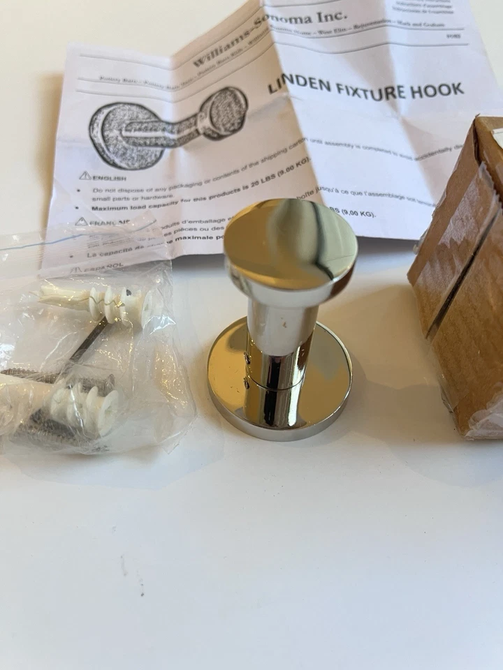 New Pottery Barn Linden Wall Hook -  Polished Nickel - Contract Grade - Image 3 of 4