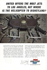 1963 United Airlines: Helicopter to Disneyland Vintage Print Ad