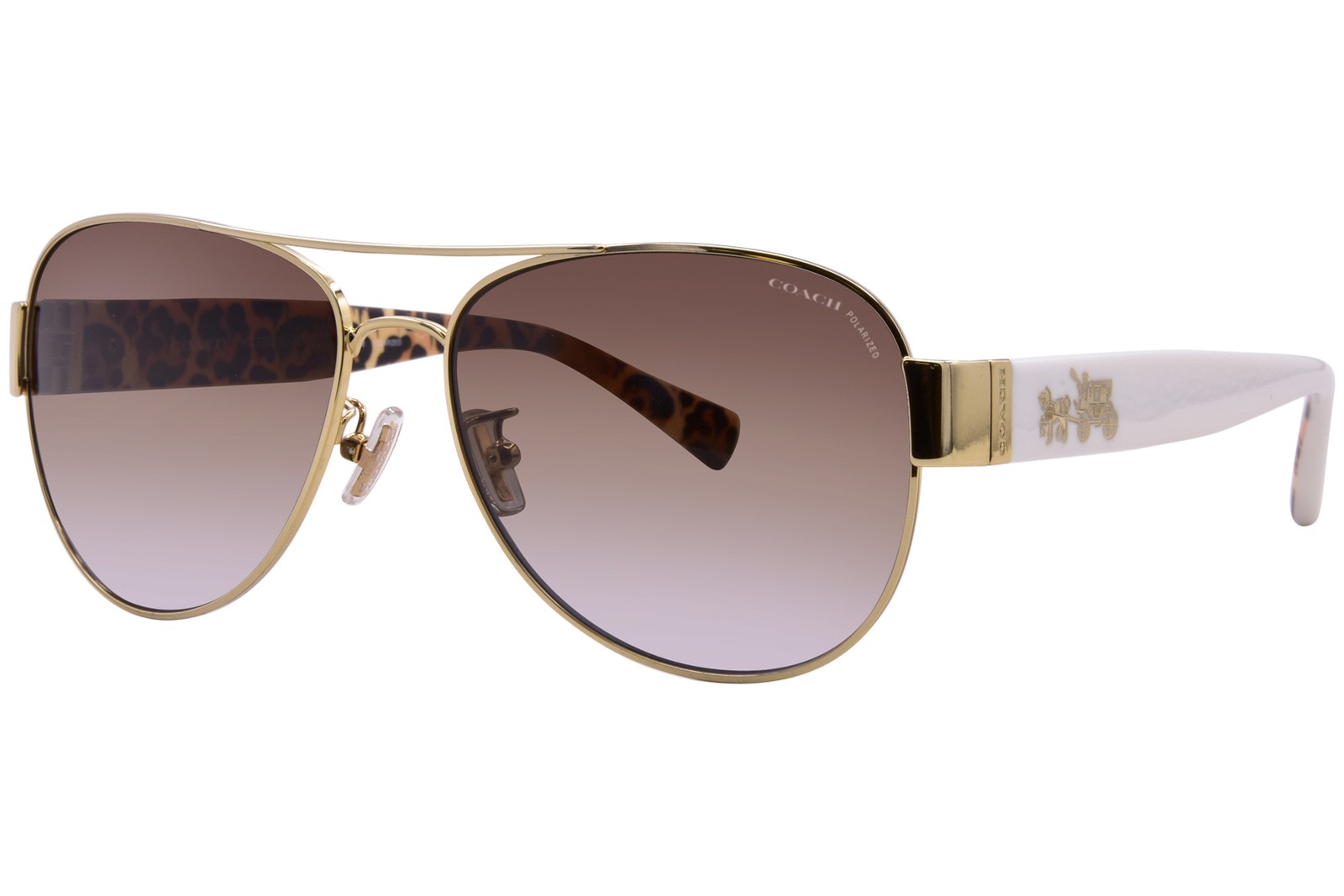 Coach HC7059 Sunglasses Women's 9249T5 Gold/Ivory Wild Beast/Brown Pilot 58mm