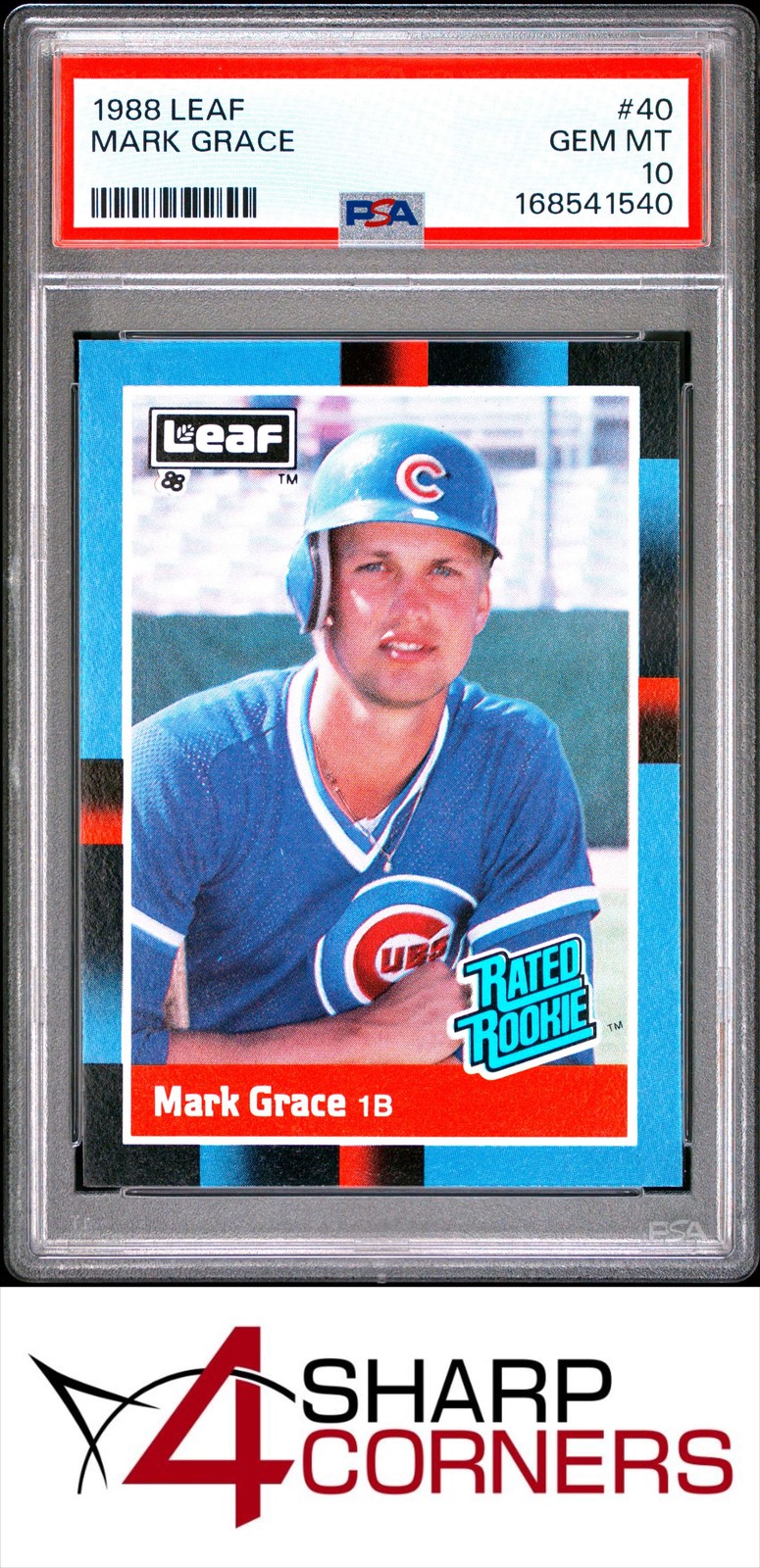 1988 LEAF #40 MARK GRACE RC RATED ROOKIE PSA 10