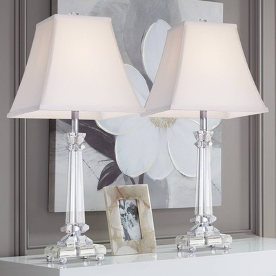 Vienna Full Spectrum Sannes 25'' Crystal Column Table Lamps Set of 2