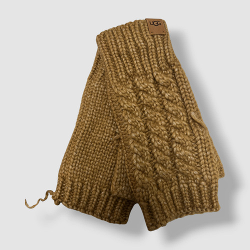 Ugg Women's Brown Cable Knit Fingerless Gloves One Size