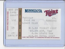 8/29/1995 Minnesota Twins Texas Rangers ticket stub BRAD RADKE 1ST SO PUCKETT