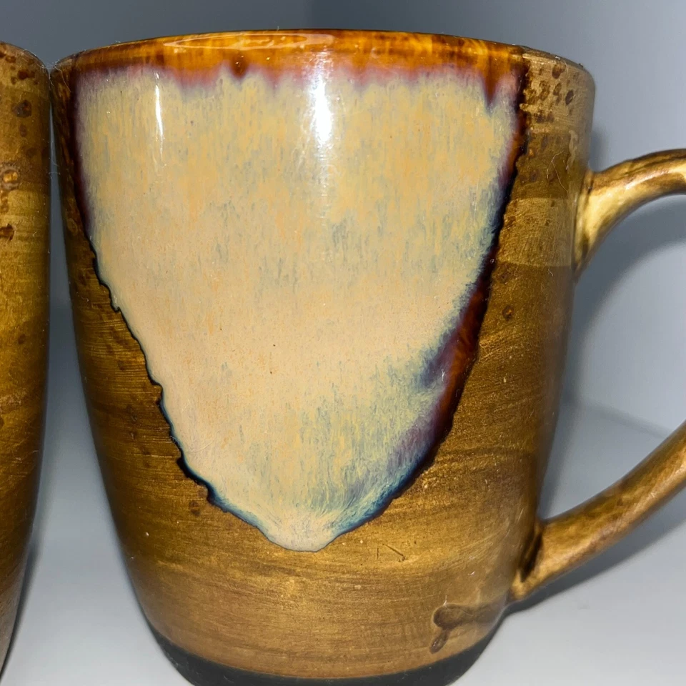 Juego de 2 tazas/tazas de gres marrón SANGO SPLASH 4951 10 oz mate y brillo esmalte Foto 3 de 4