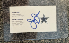 JERRY JONES autograph DALLAS COWBOYS business card signed