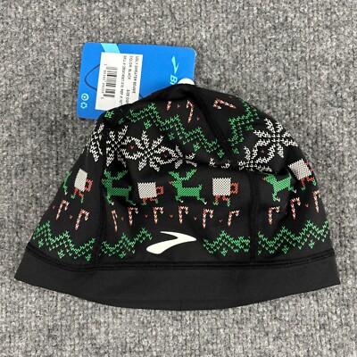 BROOKS Ugly Sweater Running Beanie Adult One Size Black Holiday Christmas  Run