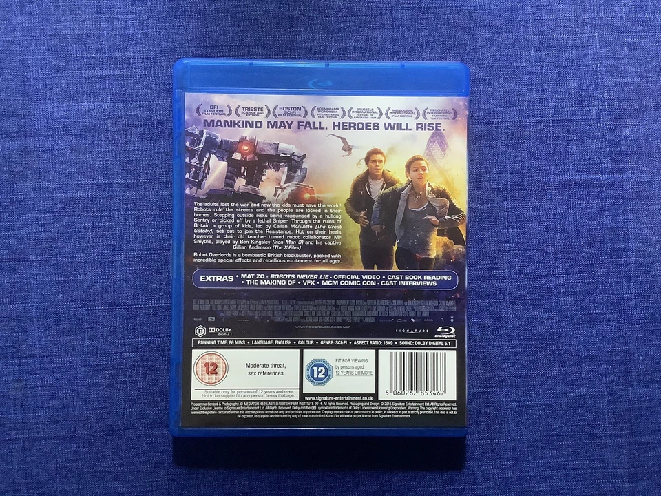 Robot Overlords ( Blu Ray 2015) Sci-fi Gillian Anderson - Like New Region B - Image 2 of 2