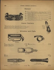 1909 PAPER AD Hunting Decoy Duck Mallard Game Carrier Allen's Whistles Calls 