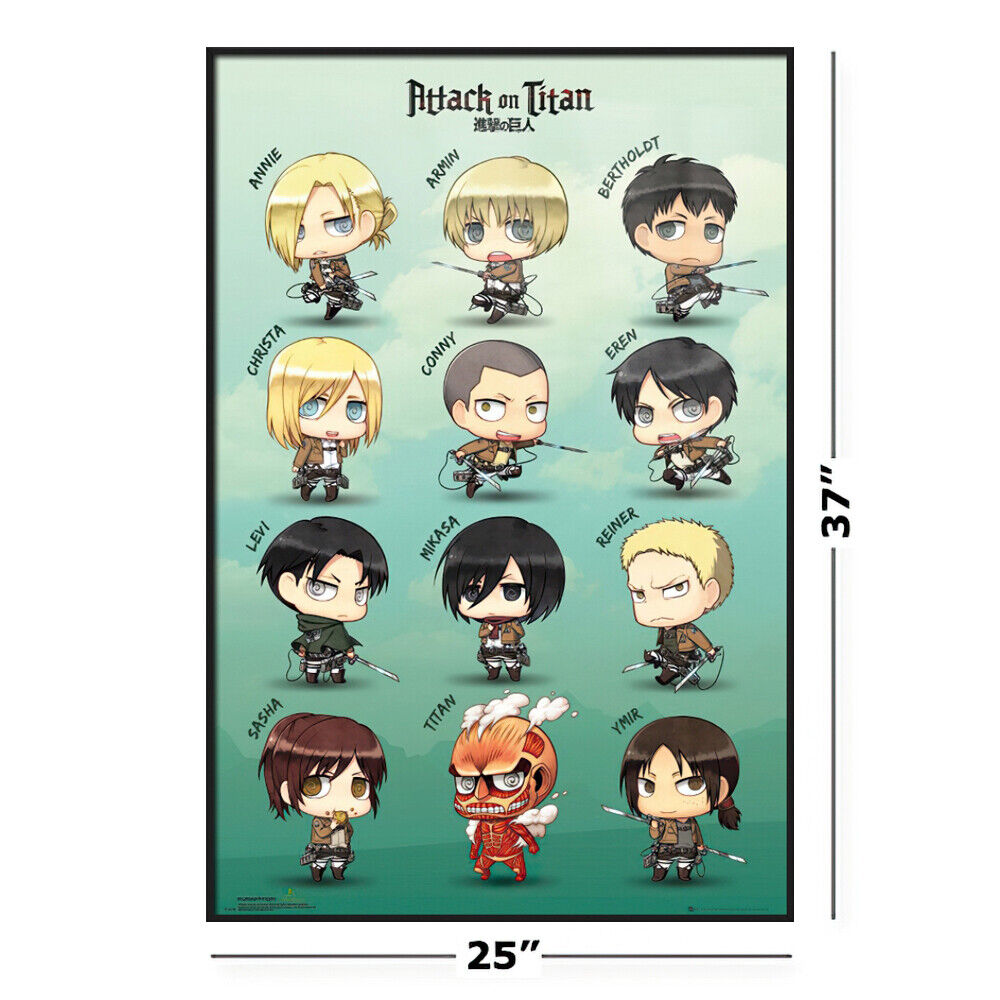 POSTER STOP ONLINE Attack On Titan - Anime TV Show Poster (Chibi Characters  - Full Cast) (Size 24 x 36)