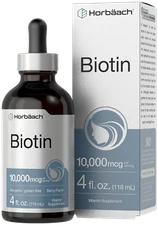Biotin Liquid 10000mcg | 4 fl oz | Vegetarian Drops, Non-GMO | by Horbaach