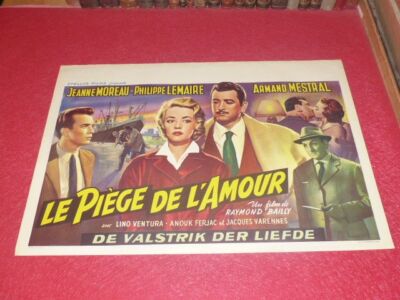 Kino Plakat EO Belgisch Die Falle Der Liebe Jeanne Moreau Ventura Fred DARD 1957
