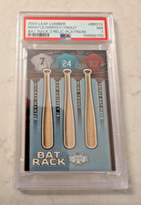 2024 LEAF LUMBER / BAT RACK - #BR312 MANTLE, GRIFFEY, TROUT - 3 RELIC-PLATINUM.