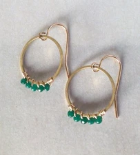 NEW BEADED HANDMADE GOLD PLATED SUNDANCE CHARM EARRINGS