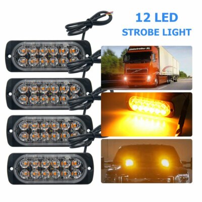 4x 12 LED Auto KFZ Frontblitzer Blitzlicht LKW Strobe Licht 12V 24V